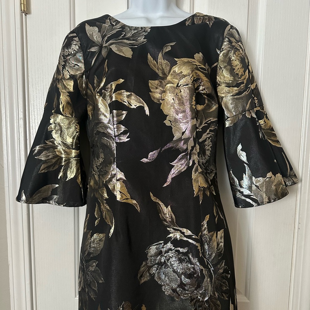 Trina Turk Black and Gold Long Sleeve Dress